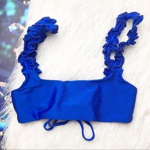 Ellejay blue ruffle strap bikini top